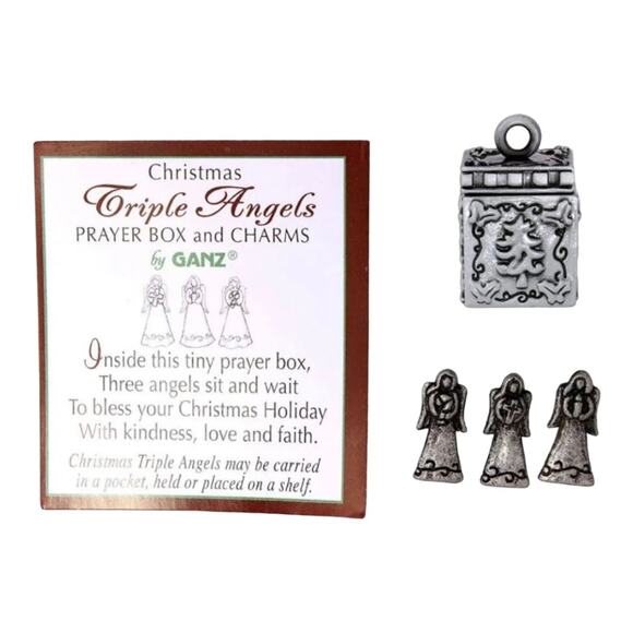 NEW Christmas Triple Angels Trinket PRAYER BOX & CHARMS Pendant Ornament by Ganz - Picture 15 of 15